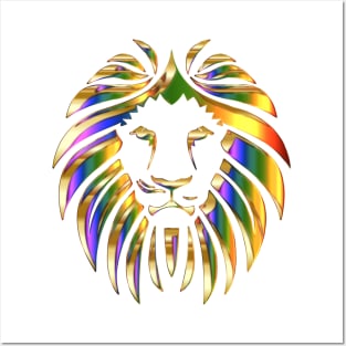 Golden Rainbow Lion Mane Posters and Art